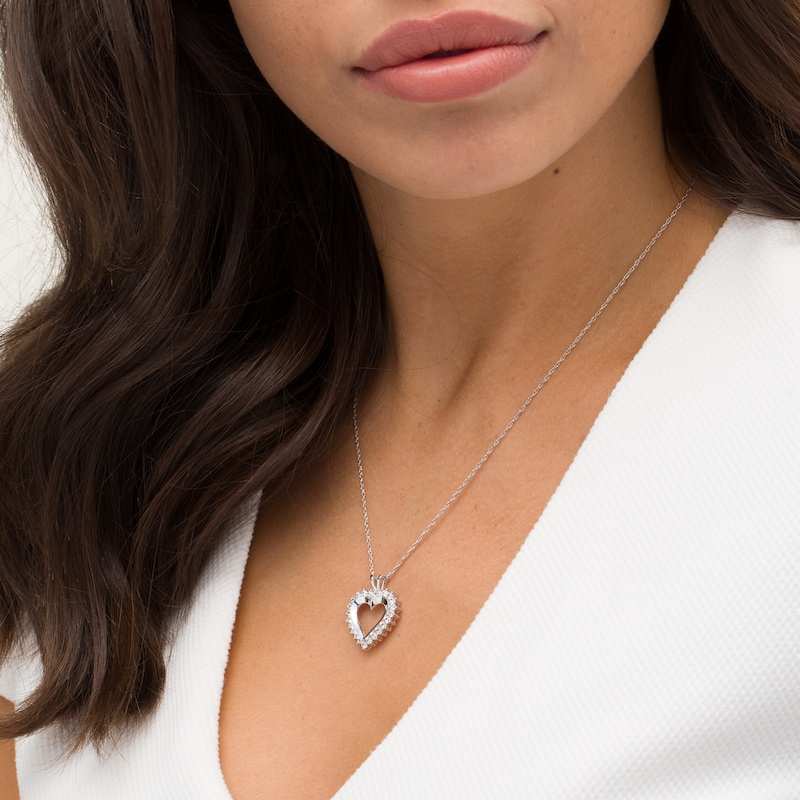 Main Image 2 of 1.00 CT. T.W. Diamond Heart Pendant in 10K White Gold