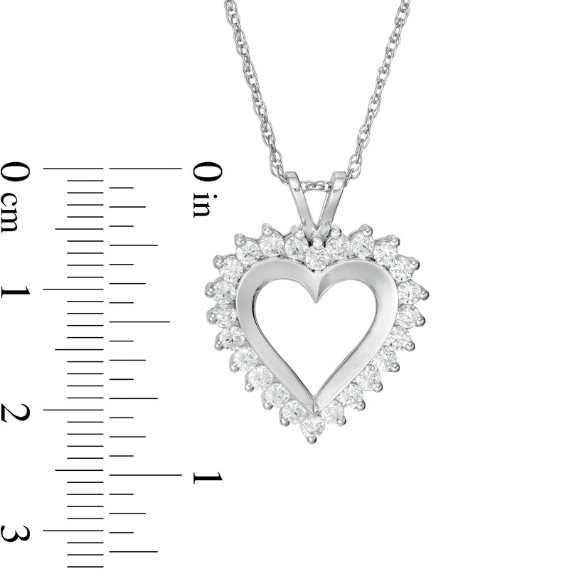 Main Image 3 of 1.00 CT. T.W. Diamond Heart Pendant in 10K White Gold