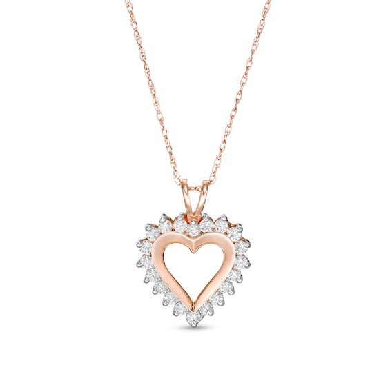 0.25 CT. T.W. Diamond Heart Pendant in 10K Rose Gold