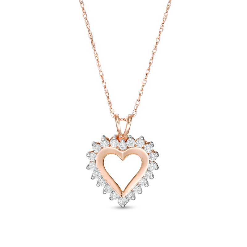 0.25 CT. T.W. Diamond Heart Pendant in 10K Rose Gold