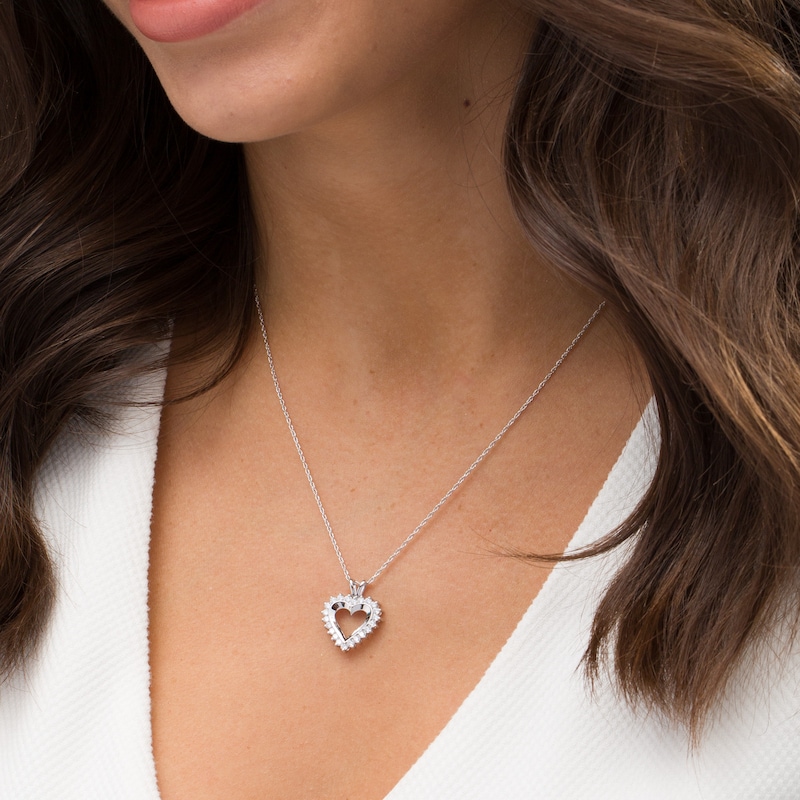 Main Image 2 of 0.50 CT. T.W. Diamond Heart Pendant in 10K White Gold