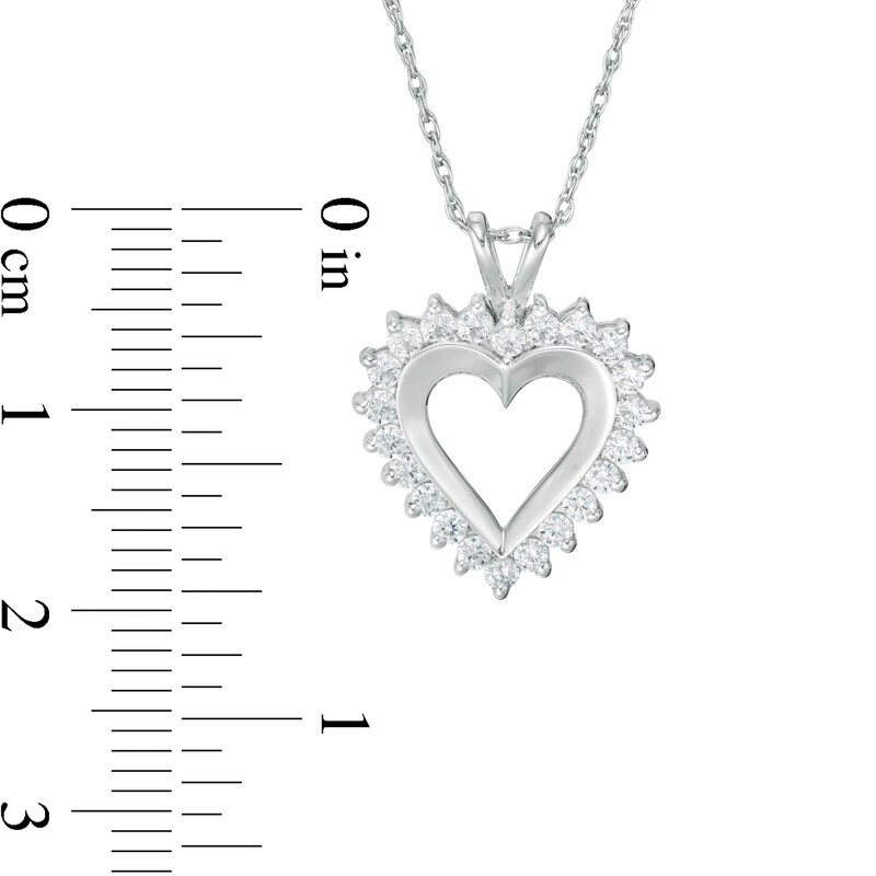 Main Image 3 of 0.50 CT. T.W. Diamond Heart Pendant in 10K White Gold