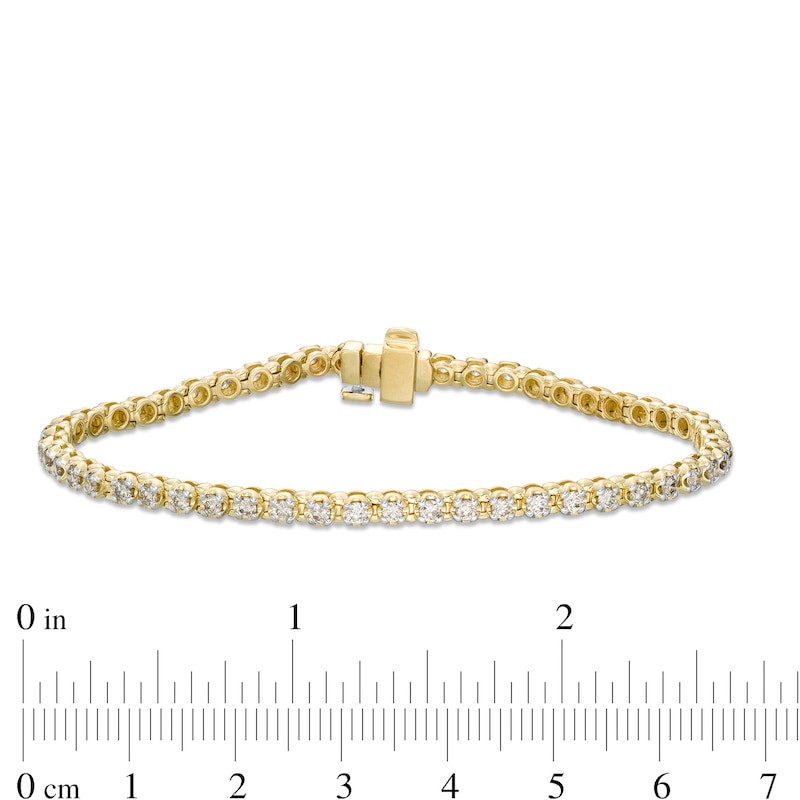 Men's 2 Row 10K Yellow Gold 4.00CT Diamond 7.0MM Tennis Bracelet