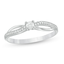 0.15 CT. T.W. Diamond Crossover Promise Ring in 10K White Gold