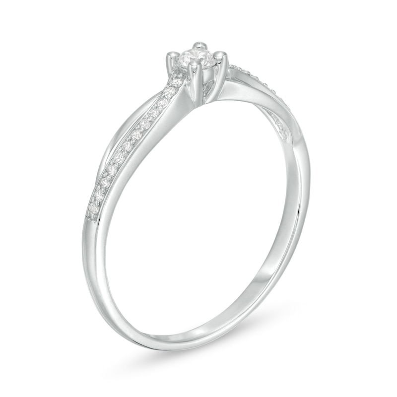 Main Image 3 of 0.15 CT. T.W. Diamond Crossover Promise Ring in 10K White Gold