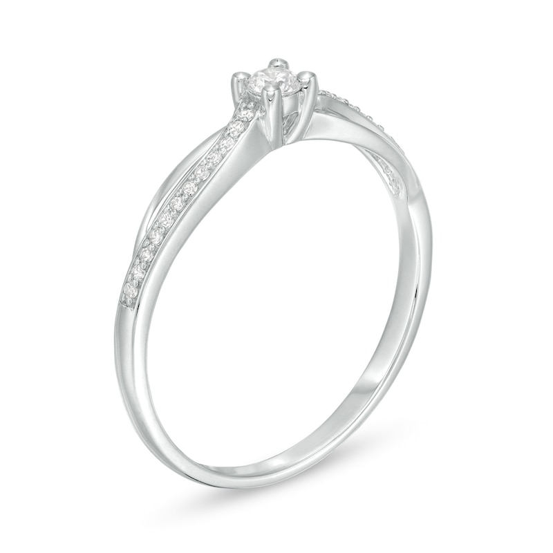 0.15 CT. T.W. Diamond Crossover Promise Ring in 10K White Gold