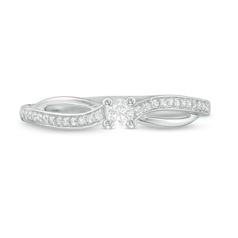 0.15 CT. T.W. Diamond Crossover Promise Ring in 10K White Gold