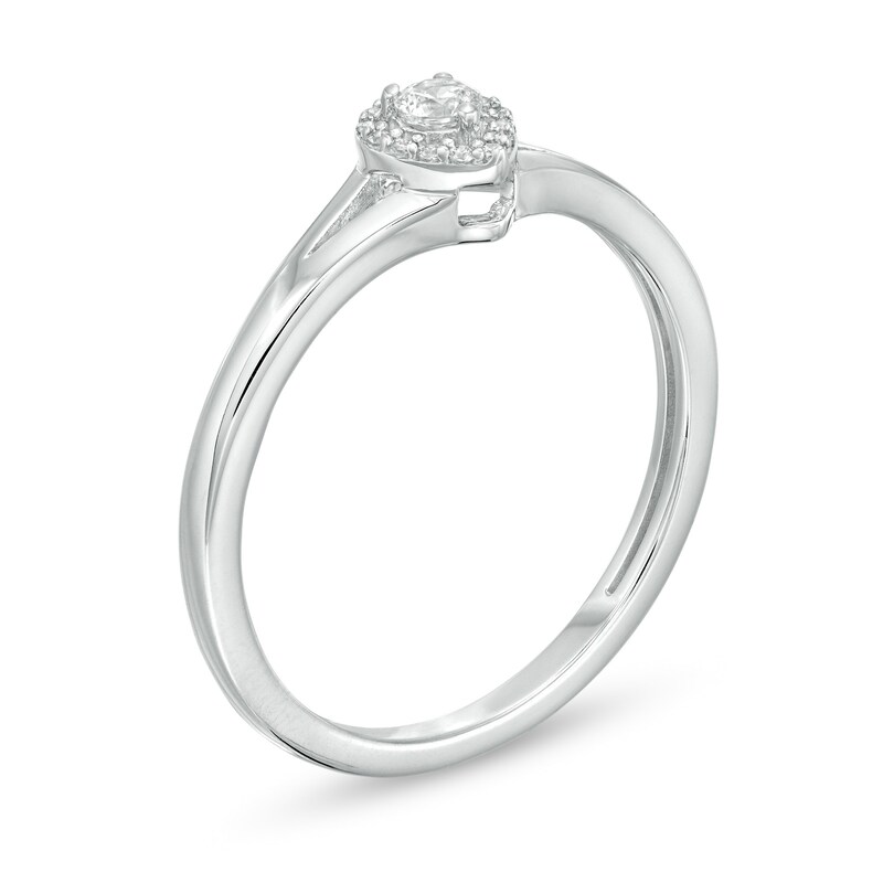 Main Image 3 of 0.12 CT. T.W. Diamond Teardrop Frame Promise Ring in 10K White Gold