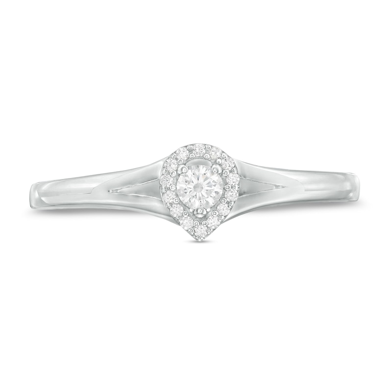 Main Image 4 of 0.12 CT. T.W. Diamond Teardrop Frame Promise Ring in 10K White Gold