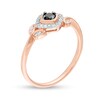 Thumbnail Image 3 of 0.18 CT. T.W. Enhanced Black and White Diamond Tilted Cushion Frame Leaf-Sides Promise Ring in 10K Rose Gold