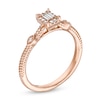 Thumbnail Image 2 of 0.10 CT. T.W. Baguette and Round Diamond Vintage-Style Rope Shank Promise Ring in 10K Rose Gold
