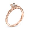 Thumbnail Image 2 of 0.10 CT. T.W. Baguette and Round Diamond Vintage-Style Rope Shank Promise Ring in 10K Rose Gold