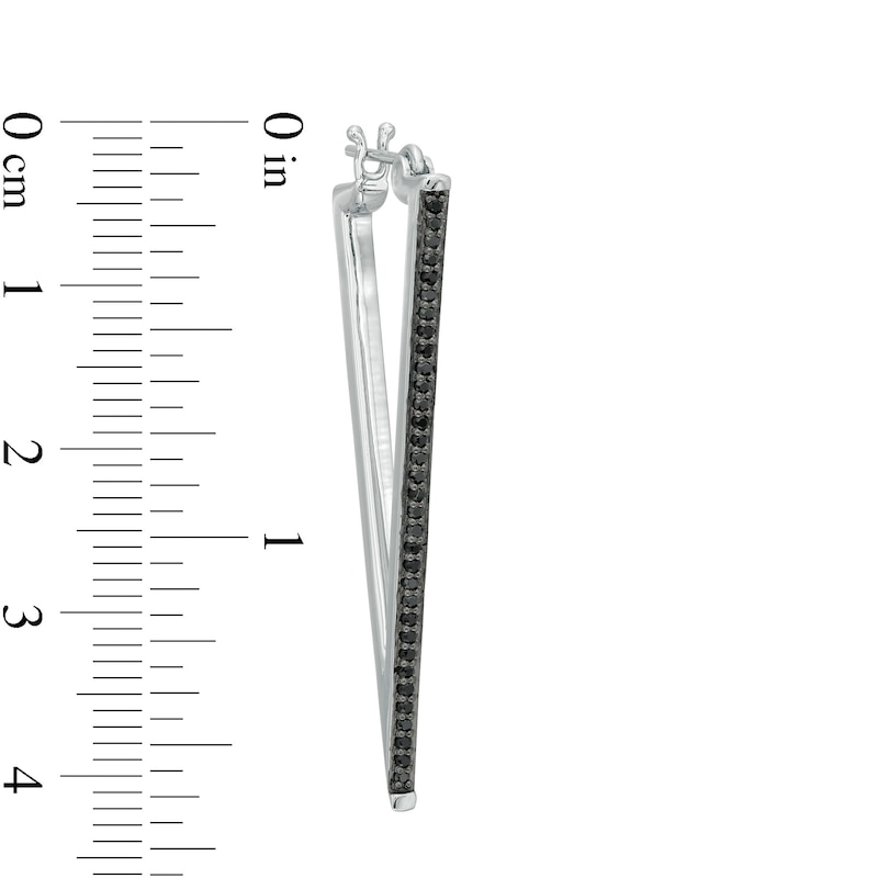 0.32 CT. T.W. Black Diamond Elongated Triangle Hoop Earrings in Sterling Silver