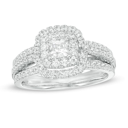 1.00 CT. T.W. Canadian Certified Princess-Cut Diamond Frame Multi-Row Engagement Ring in 10K White Gold (I/I1)