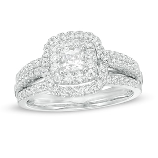 1.00 CT. T.W. Canadian Certified Princess-Cut Diamond Frame Multi-Row Engagement Ring in 10K White Gold (I/I1)