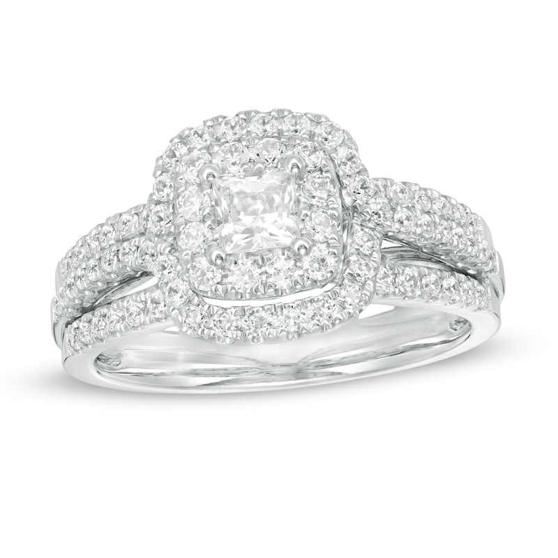 1.00 CT. T.W. Canadian Certified Princess-Cut Diamond Frame Multi-Row Engagement Ring in 10K White Gold (I/I1)