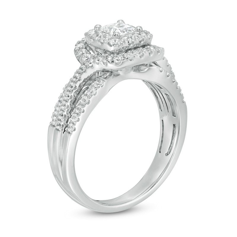1.00 CT. T.W. Canadian Certified Princess-Cut Diamond Frame Multi-Row Engagement Ring in 10K White Gold (I/I1)