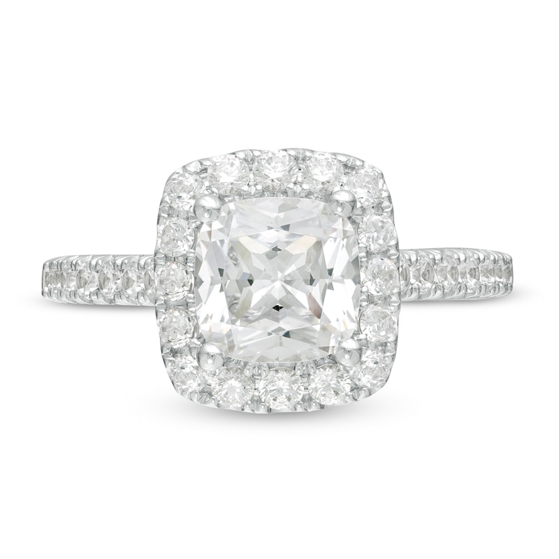 Main Image 3 of Vera Wang Love Collection 2.69 CT. T.W. Certified Cushion-Cut Diamond Frame Engagement Ring in 14K White Gold (I/SI2)