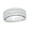 Thumbnail Image 0 of Vera Wang Love Collection 1.45 CT. T.W. Certified Diamond and Blue Sapphire Band in 14K White Gold (I/SI2)