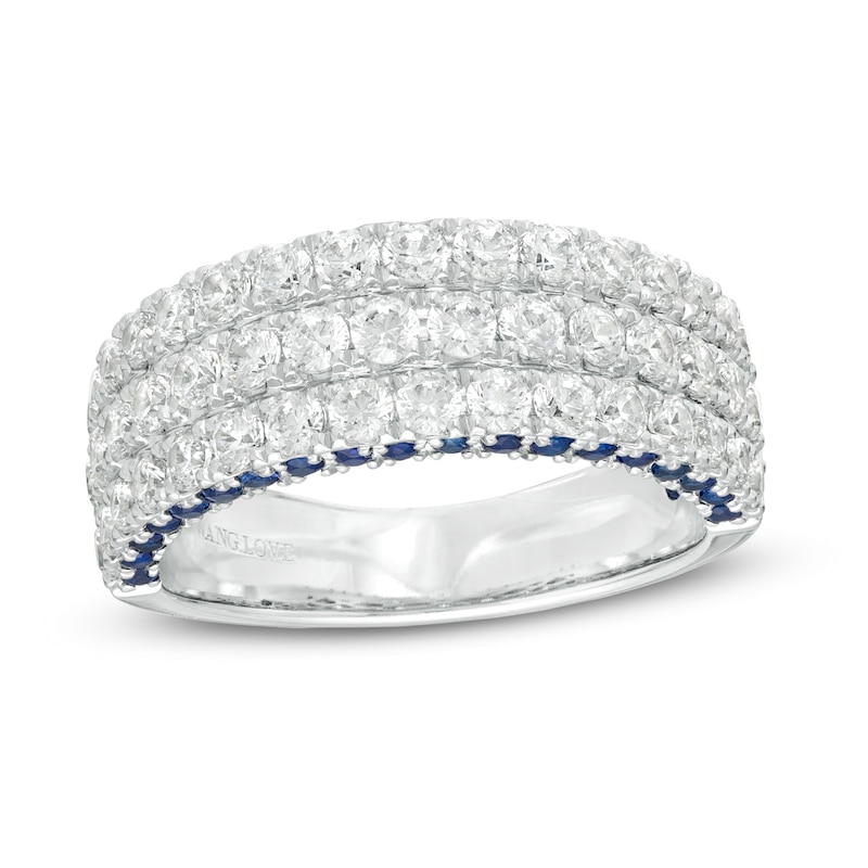 Main Image 1 of Vera Wang Love Collection 1.45 CT. T.W. Diamond and Blue Sapphire Band in 14K White Gold (I/SI2)