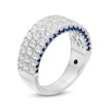 Thumbnail Image 1 of Vera Wang Love Collection 1.45 CT. T.W. Certified Diamond and Blue Sapphire Band in 14K White Gold (I/SI2)