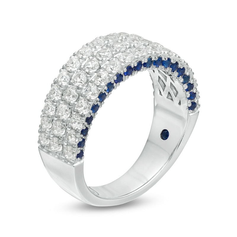 Vera Wang Love Collection 1.45 CT. T.W. Certified Diamond and Blue Sapphire Band in 14K White Gold (I/SI2)