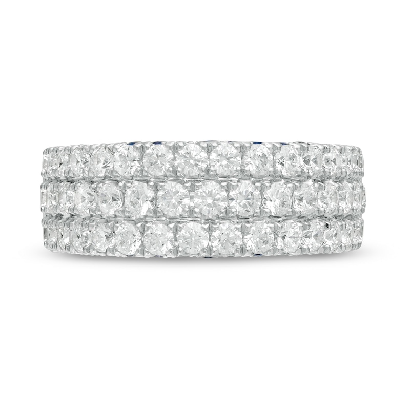 Main Image 3 of Vera Wang Love Collection 1.45 CT. T.W. Diamond and Blue Sapphire Band in 14K White Gold (I/SI2)