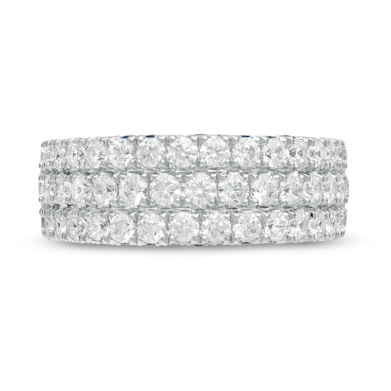 Vera Wang Love Collection 1.45 CT. T.W. Certified Diamond and Blue Sapphire Band in 14K White Gold (I/SI2)