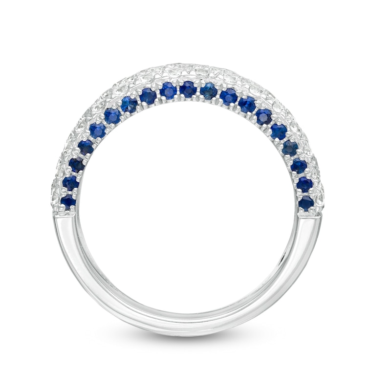 Main Image 4 of Vera Wang Love Collection 1.45 CT. T.W. Diamond and Blue Sapphire Band in 14K White Gold (I/SI2)