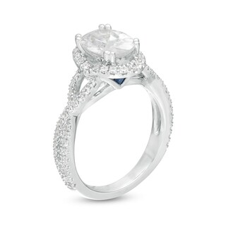 Vera Wang Love Collection 2.45 CT. T.W. Certified Oval Diamond Frame Twist Engagement Ring in 14K White Gold (I/SI2)