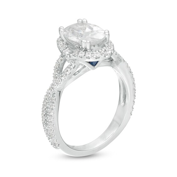 Vera Wang Love Collection 2.45 CT. T.W. Certified Oval Diamond Frame Twist Engagement Ring in 14K White Gold (I/SI2)