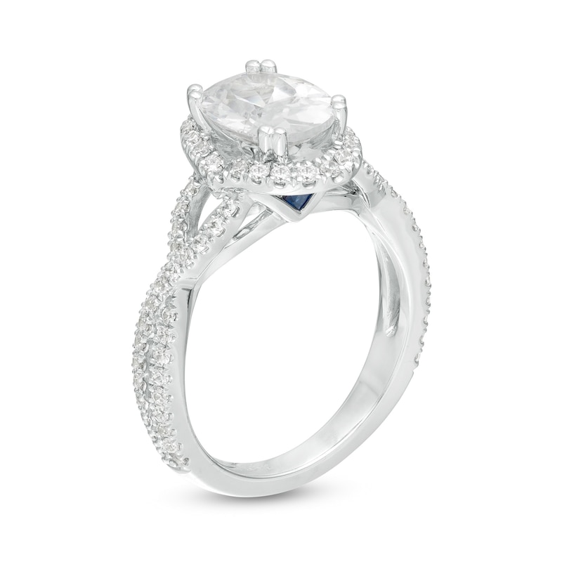Main Image 2 of Vera Wang Love Collection 2.45 CT. T.W. Certified Oval Diamond Frame Twist Engagement Ring in 14K White Gold (I/SI2)