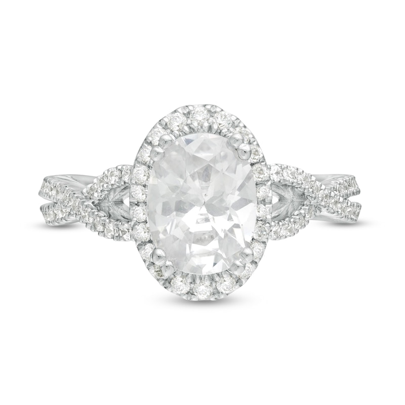 Main Image 3 of Vera Wang Love Collection 2.45 CT. T.W. Certified Oval Diamond Frame Twist Engagement Ring in 14K White Gold (I/SI2)