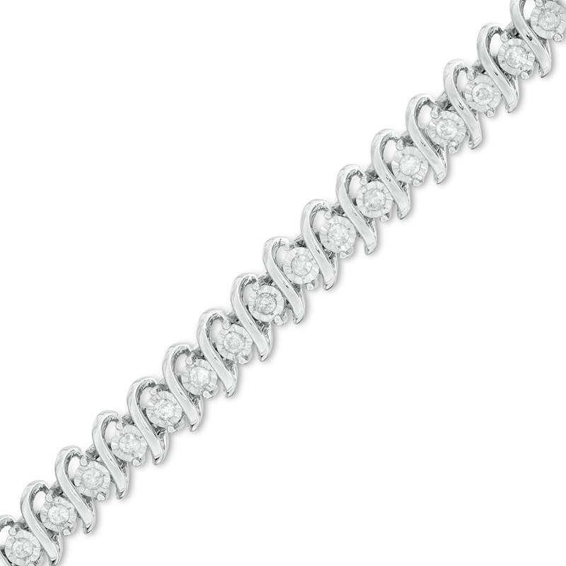 1.00 CT. T.W. Diamond "S" Tennis Bracelet in Sterling Silver - 7.5"