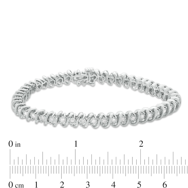1.00 CT. T.W. Diamond "S" Tennis Bracelet in Sterling Silver - 7.5"