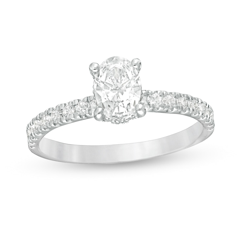 Main Image 1 of 1.33 CT. T.W. Certified Oval Diamond Engagement Ring in 14K White Gold (I/SI2)