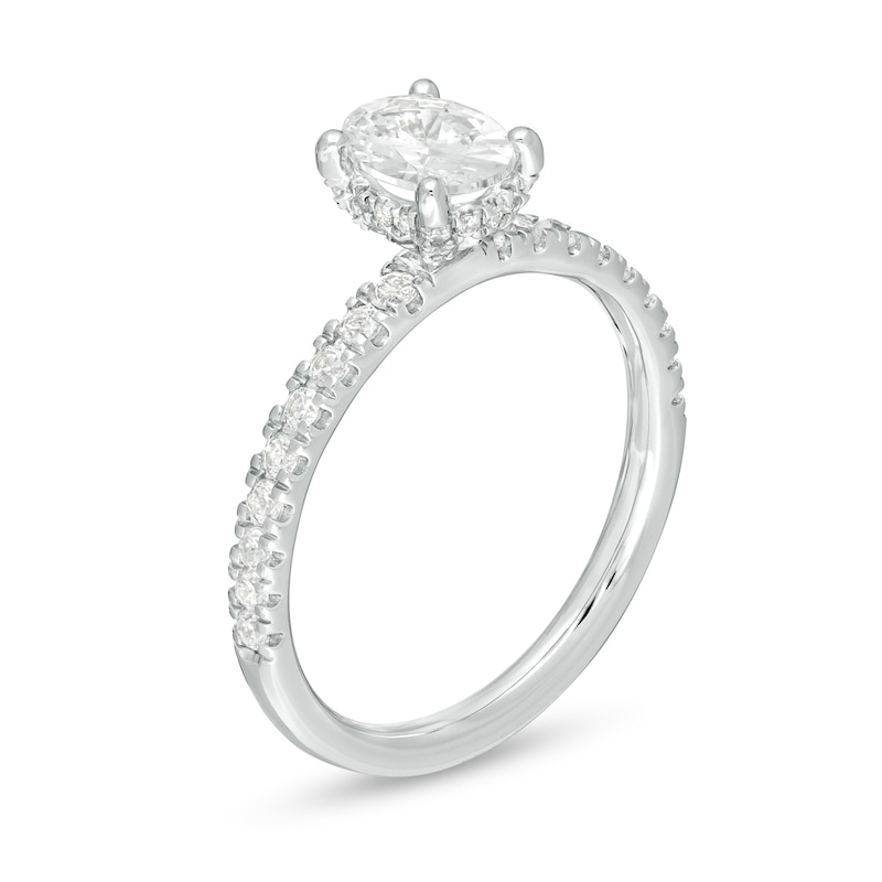 Main Image 3 of 1.33 CT. T.W. Certified Oval Diamond Engagement Ring in 14K White Gold (I/SI2)