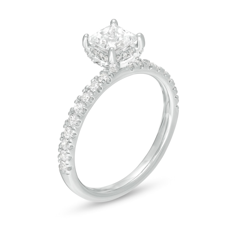 Main Image 3 of 1.33 CT. T.W. Certified Princess-Cut Diamond Engagement Ring in 14K White Gold (I/SI2)