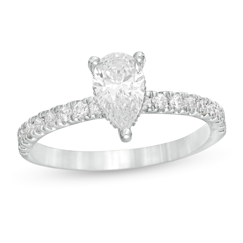 1.33 CT. T.W. Certified Pear-Shaped Diamond Engagement Ring in 14K White Gold (I/SI2)|Peoples Jewellers