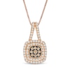 Thumbnail Image 1 of 0.50 CT. T.W. Champagne and White Composite Diamond Double Cushion Frame Pendant in 10K Rose Gold