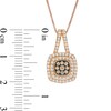 Thumbnail Image 2 of 0.50 CT. T.W. Champagne and White Composite Diamond Double Cushion Frame Pendant in 10K Rose Gold