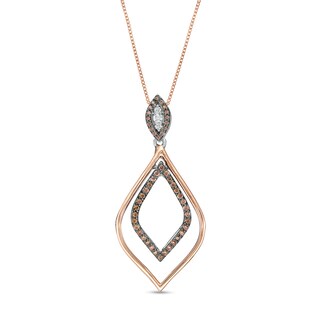 0.25 CT. T.W. Champagne and White Diamond Teardrop Pendant in Sterling Silver and 10K Rose Gold