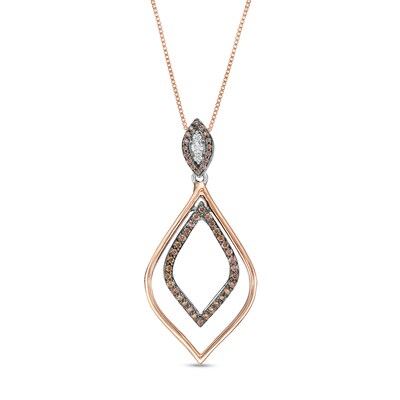 0.25 CT. T.W. Champagne and White Diamond Teardrop Pendant in Sterling Silver and 10K Rose Gold