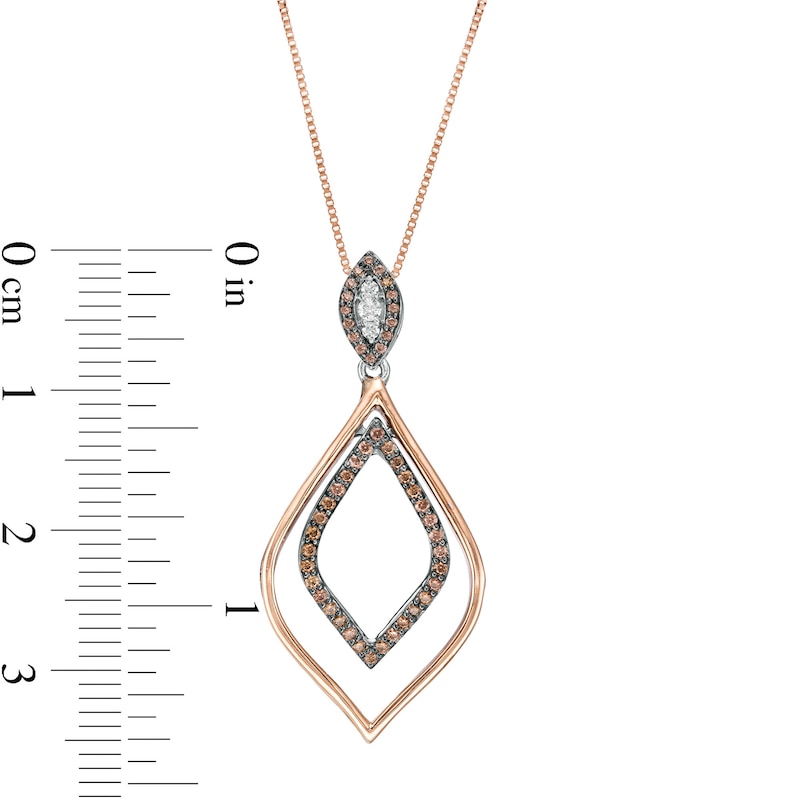 0.25 CT. T.W. Champagne and White Diamond Teardrop Pendant in Sterling Silver and 10K Rose Gold