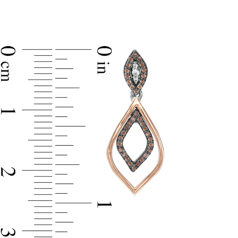 0.25 CT. T.W. Champagne and White Diamond Teardrop Earrings in Sterling Silver and 10K Rose Gold