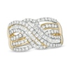 Thumbnail Image 0 of 1.00 CT. T.W. Diamond Multi-Row Wave Ring in 10K Gold