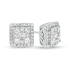 Thumbnail Image 1 of 1.00 CT. T.W. Composite Diamond Square Frame Stud Earrings in 10K White Gold