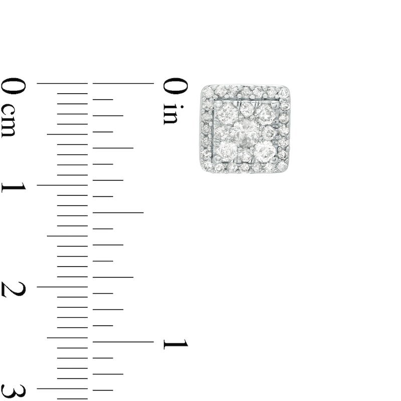 1.00 CT. T.W. Composite Diamond Square Frame Stud Earrings in 10K White Gold