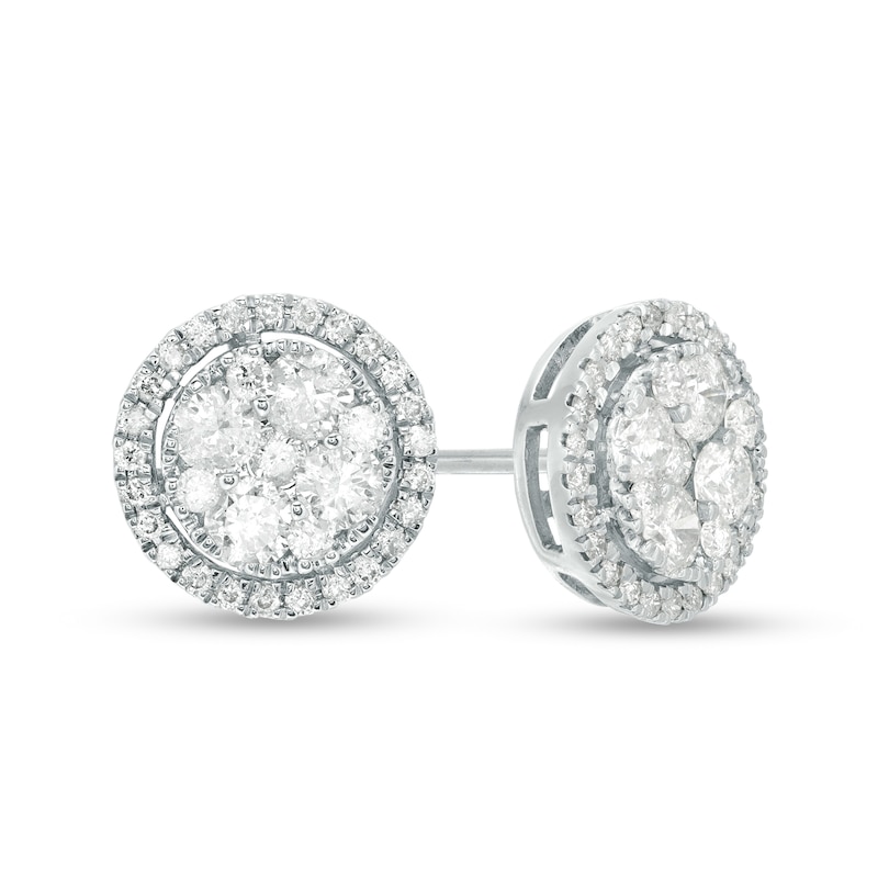 1.00 CT. T.W. Composite Diamond Stud Earrings in 10K White Gold|Peoples Jewellers