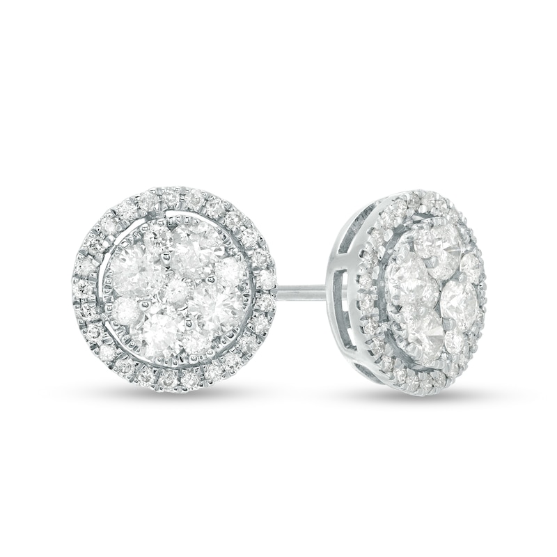 Main Image 1 of 1.00 CT. T.W. Composite Diamond Stud Earrings in 10K White Gold